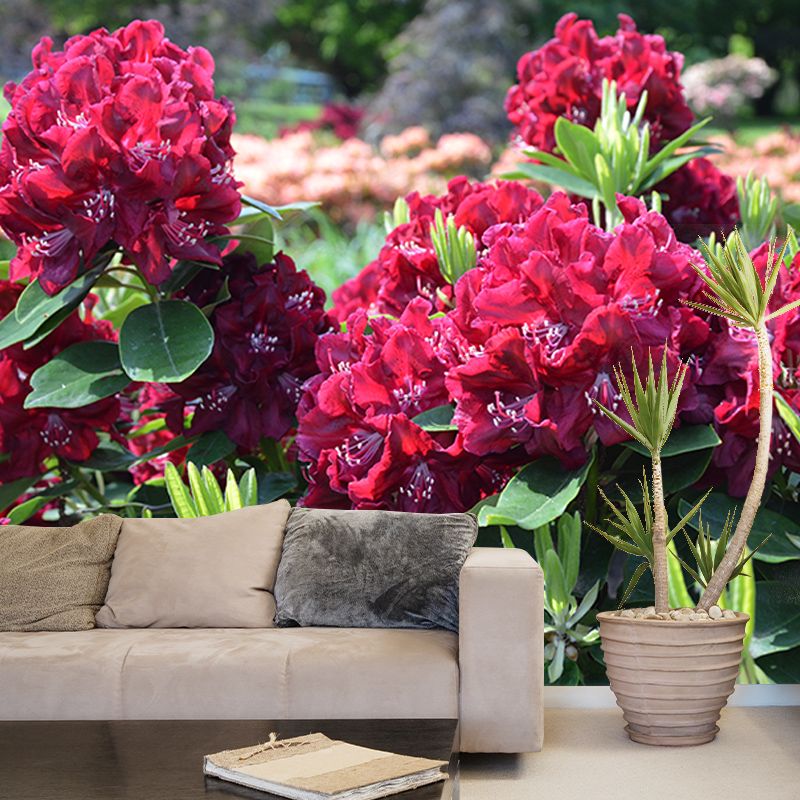 Blooming Rhododendron Mural Personalized Size Wall Covering for Sleeping Room