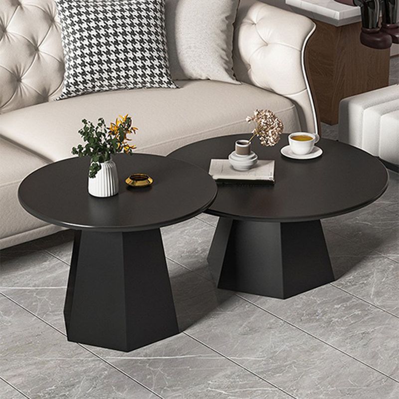 Pedestal 1/2 Black/White Coffee Table Metal Round Cocktail Table