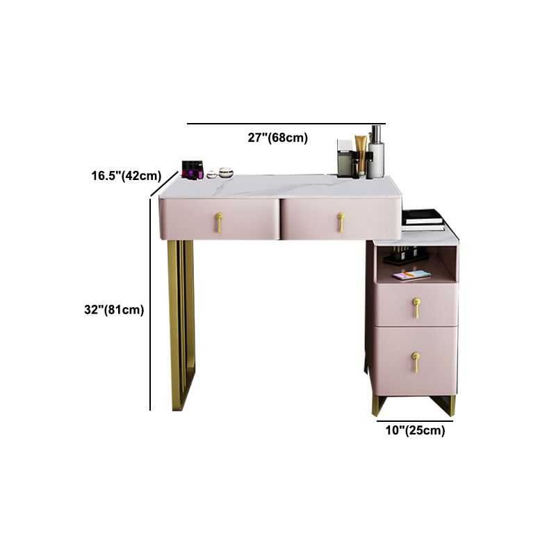 Contemporary Make-up Vanity Solid Wood 4 Drawer Vanity Dressing Table