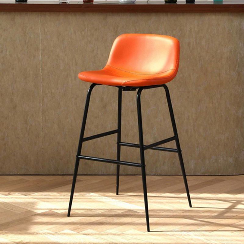 Faux Leather Dining Stools Industrial Bar Stools with Black Metal Base