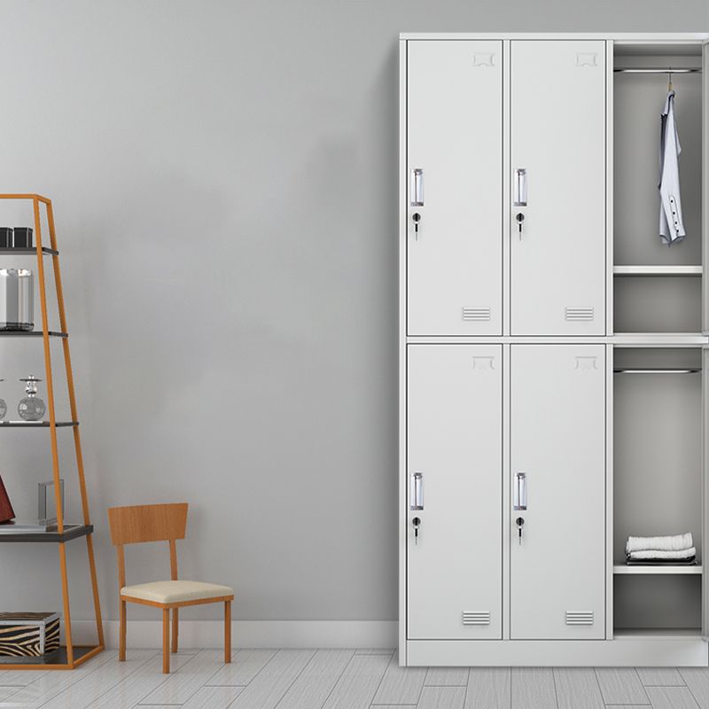 Grey Steel Wardrobe Armoire Contemporary Hinged Wardrobe Cabinet