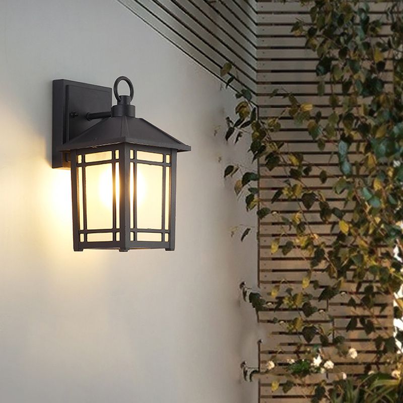 Geometric Shape Glass Wall Mount Light Industrial Style 1-Light Wall Light Sconce in Black