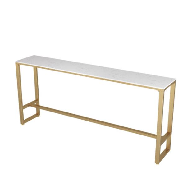 Glam Rectangle Bistro Bar Table Indoor White Stone Trestle Pub/Bar Table