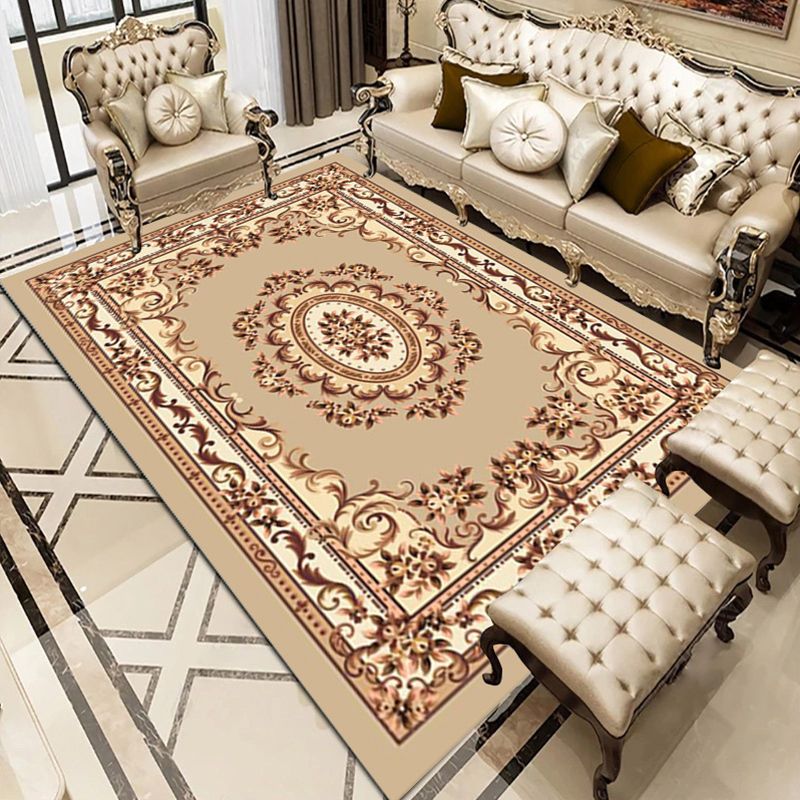 Funky Flower Print Rug European Style Carpet Polyester Stain Resistant Area Rug for Living Room