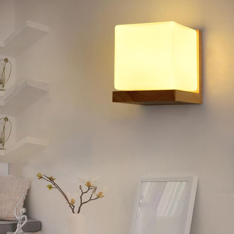 Holz- und Glasgeometrie -Wand -Lampen zeitgenössische Multi -Leuchten -Wandleuchte