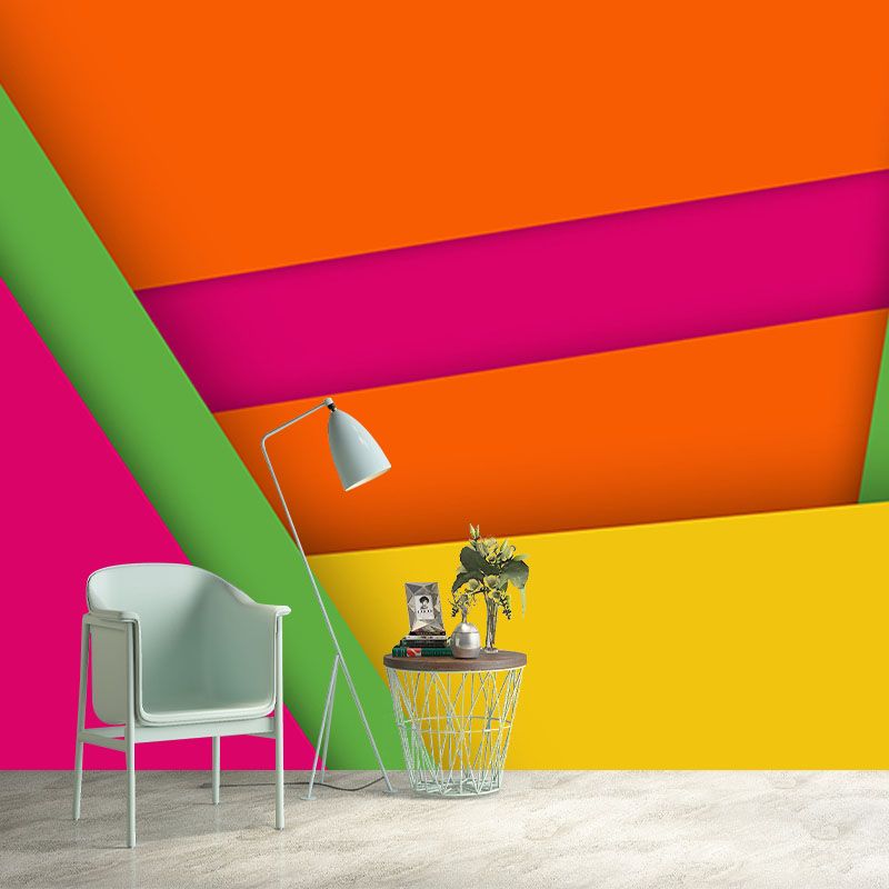 Vivid Geometry Illustration Mural Wallpaper Environment Friendly Living Room Wall Mural