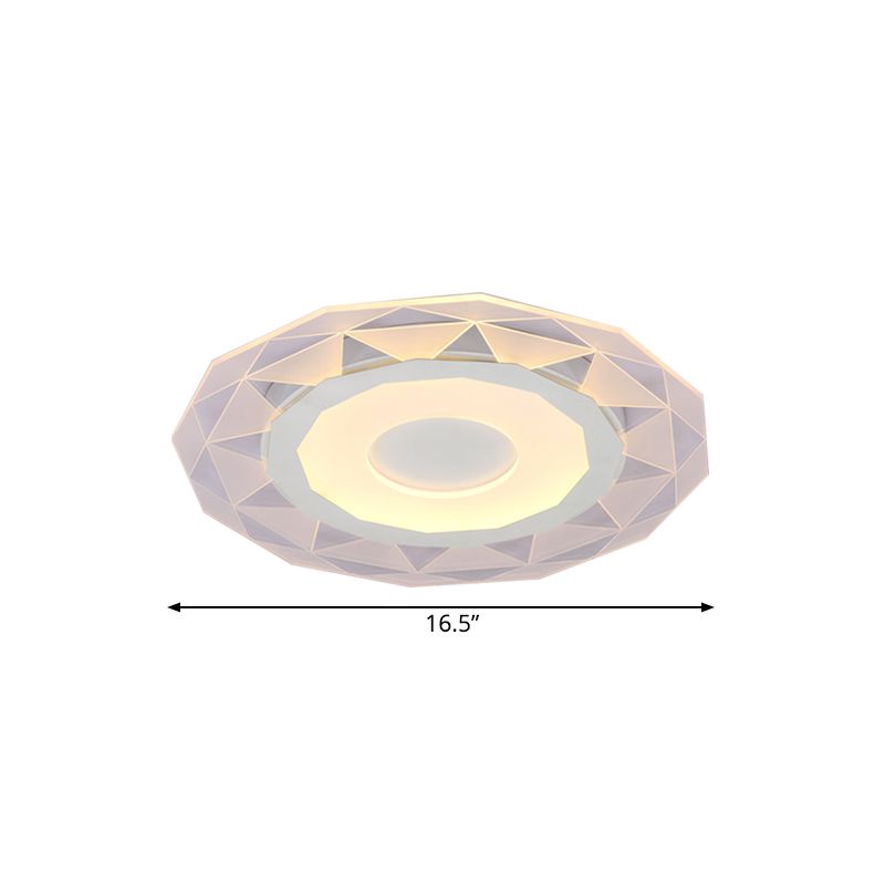 16.5"/20.5"/24.5" Wide LED Bedroom Flushmount with Polygon Acrylic Shade White Ceiling Light Fixture in Warm/White Light