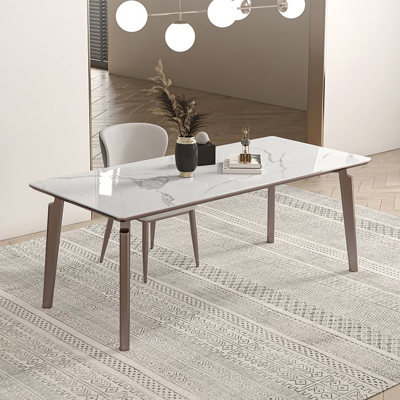 Sintered Stone Medieval Modern Table Rectangle Table with 4 Wooden Legs for Restaurant