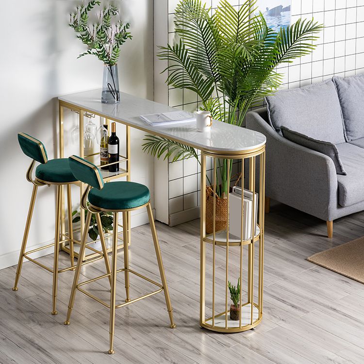 Modern 1/3 Pieces Bar Table Set Stone Counter Table with High Stools for Living Room