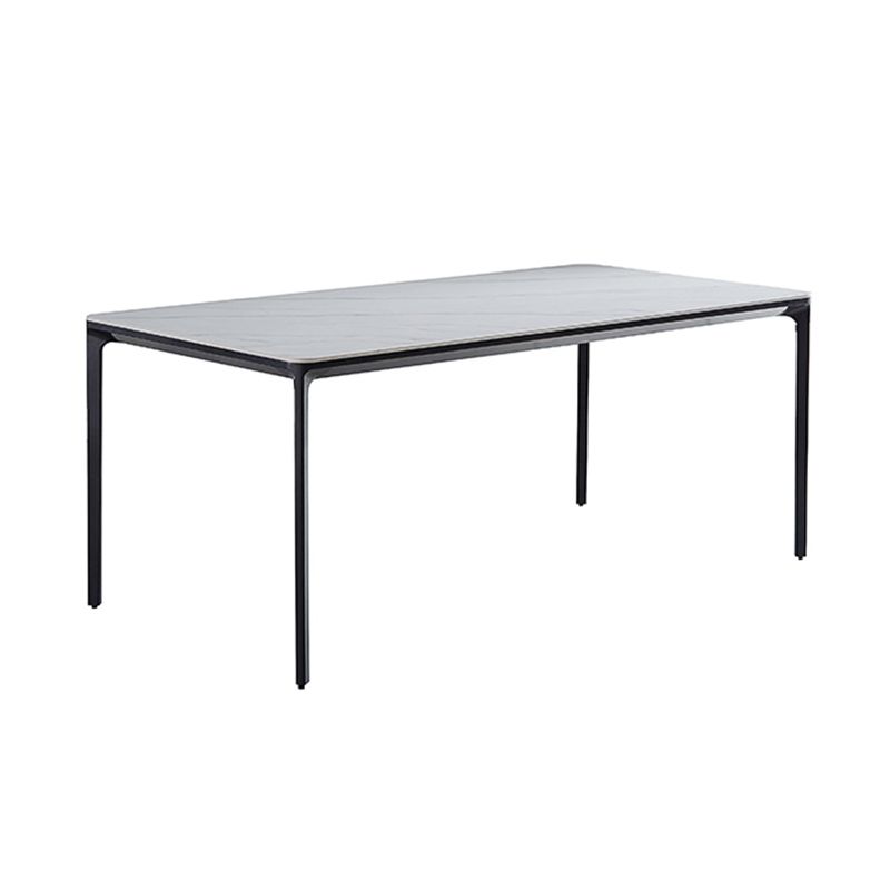 Rectangle Industrial Dining Table Sintered Stone Fixed Table with 4 Legs