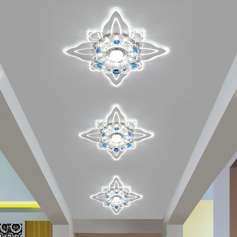 Moderne quadratische Form Deckenleuchte Kristall 2-Licht Deckenleuchte mit Loch 2-3.5'' Dia
