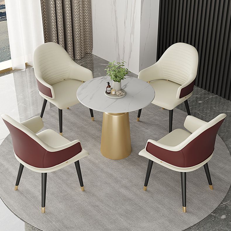 Glam Sintered Stone Dining Table Set Round 1/5 Pieces Dining Set for Home Use