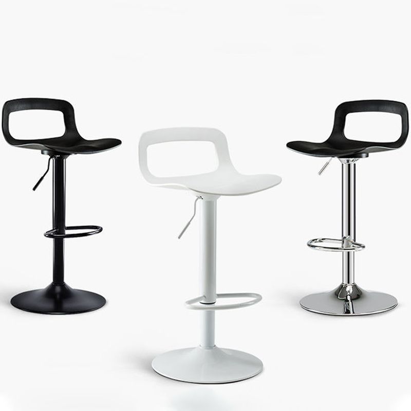 Plastic Low Back Barstools Adjustable Height Bar Stools with Metal Base