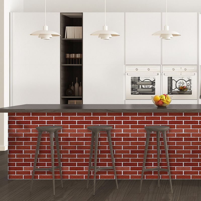 Clean Brick Peel Off Wallpaper Roll for Kitchen Bar, Red, 10' L x 15.7" W, 1 Piece