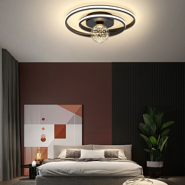 Modern Minimalist Style Rounded Flush Mount Ceiling Chandelier Metal Flush Mount Light Fixtures