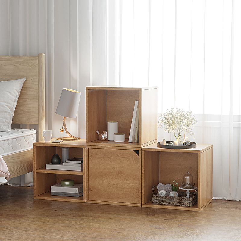 11.8" W Wooden Square Bookshelf Modern Closed Storage Bookcase for Home Office