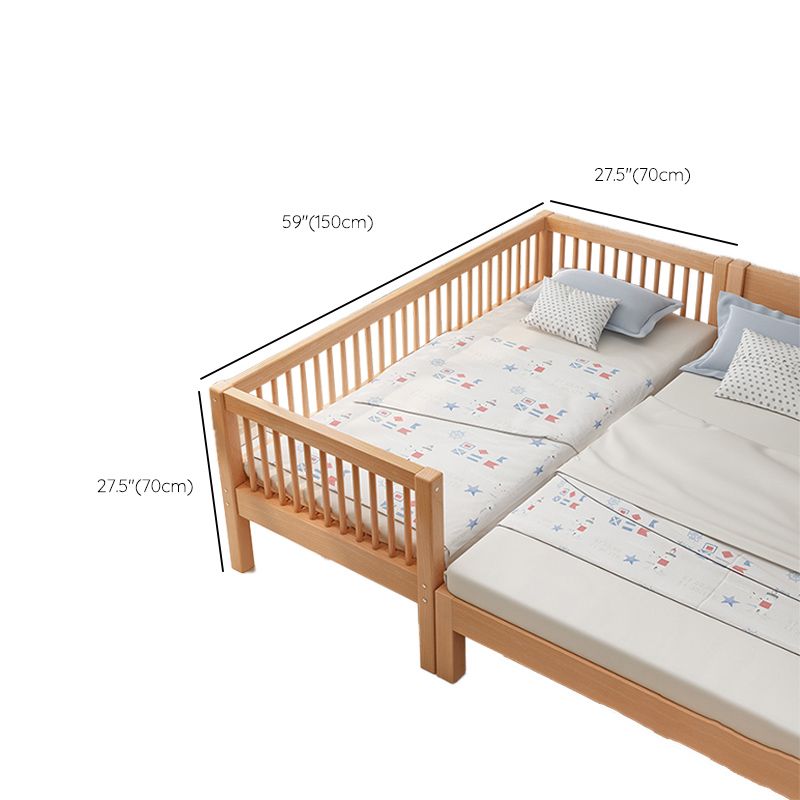 Solid Wood Contemporary Washed Nursery Bed with Guardrail for Bedroom