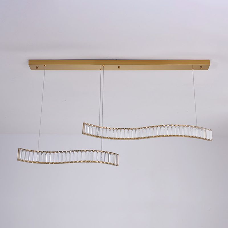 Contemporary Island Light Linear Crystal Island Chandelier Lights for Kitchen