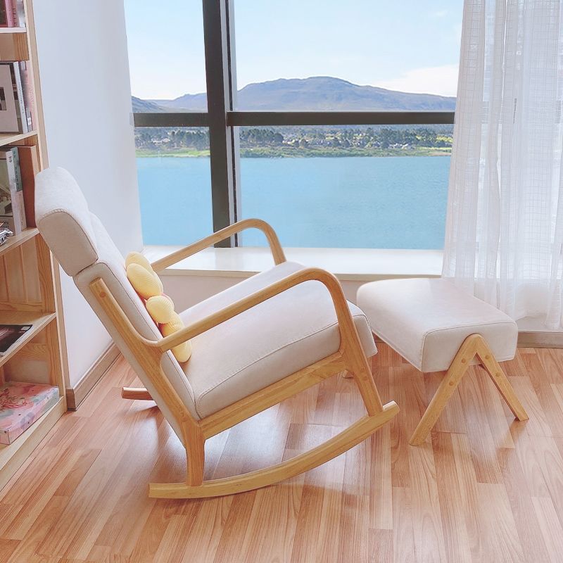 Modern Rocker Chair Upholstered With Gray Frame Glider for Living Room