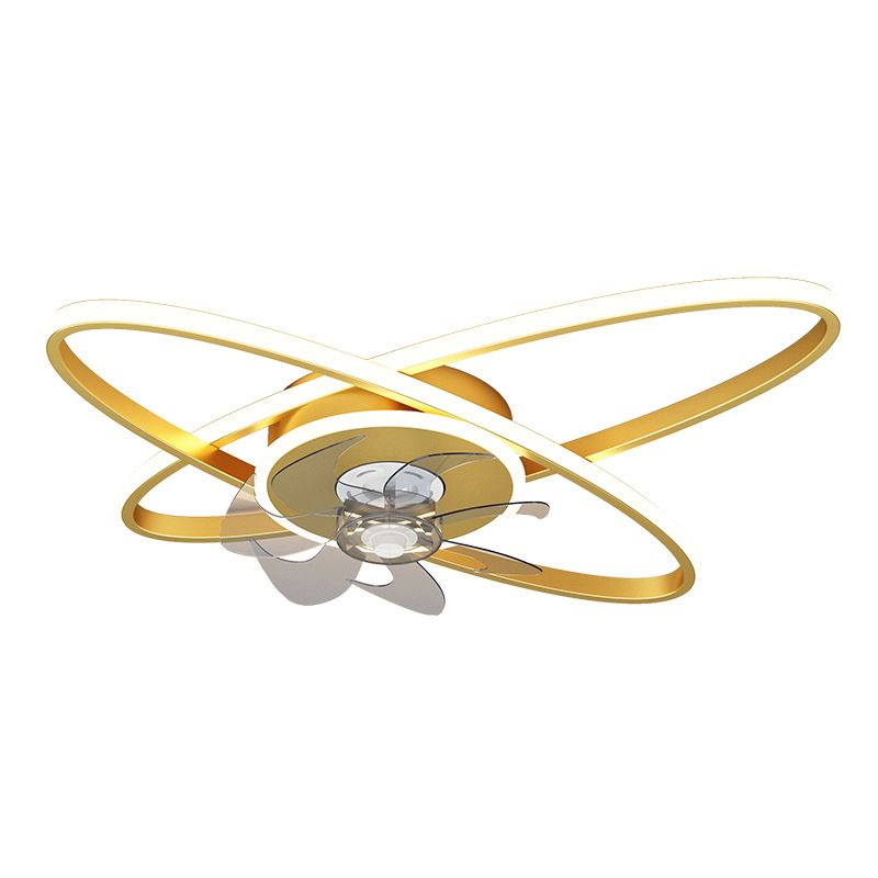 Oval 3 - Light LED Fan Light in Black / Gold Modern Ceiling Fan