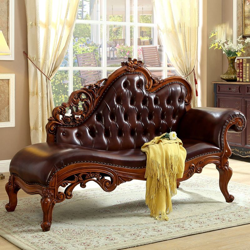 Traditional Brown Birch Accent Chair One Armed Rolled Arms Chaise