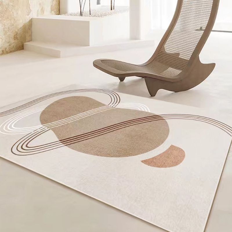 Brown Modern Rug Polyester Striped Rug Washable Indoor Rug for Living Room