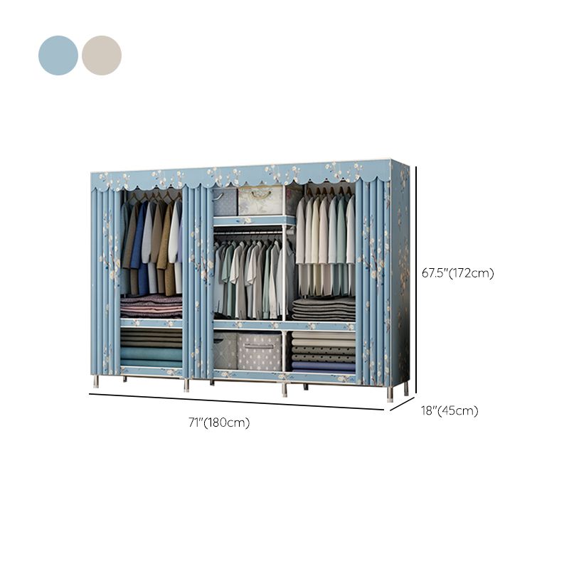 Contemporary Style Metal Wardrobe Cloth Rod Included Wardrobe Closet with Legs
