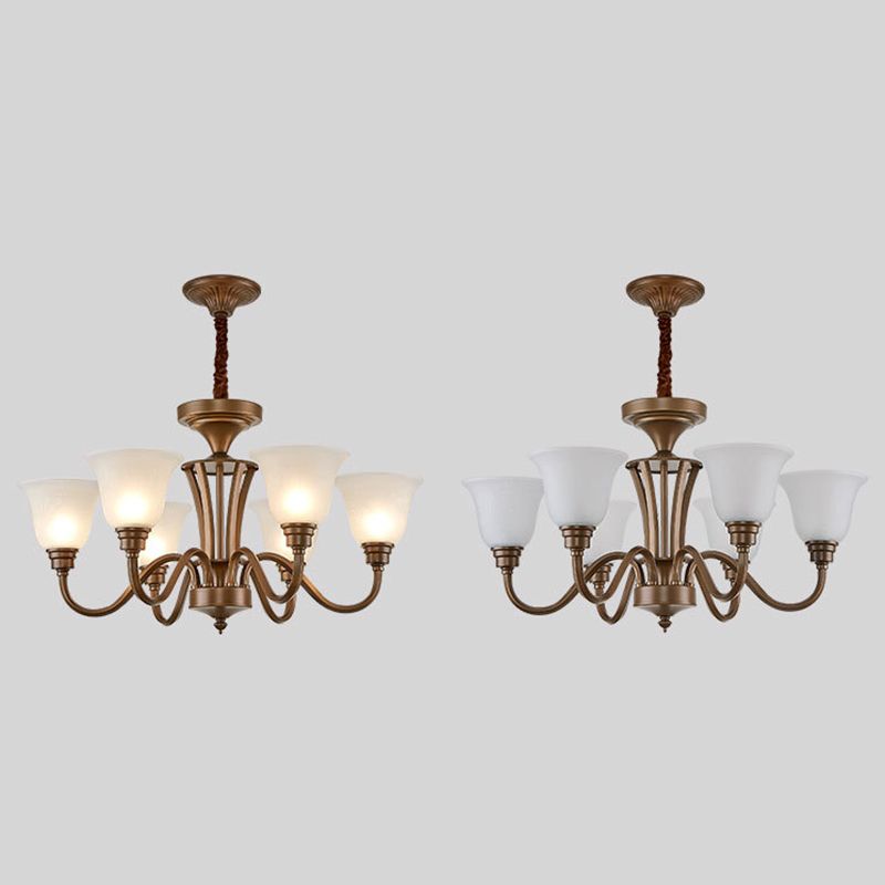 Glass American Chandelier Bell Shape Multi Light Hanging Light for Restaurant