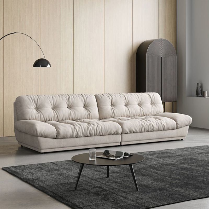 White Velvet Armless Sofa Contemporary Sofa with Tufted Back for Living Room