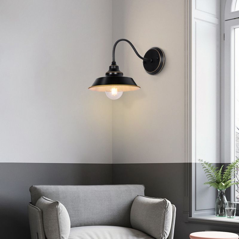 Metal Geometric Shape Wall Light Industrial Style 1 Light Wall Light Sconce in Black