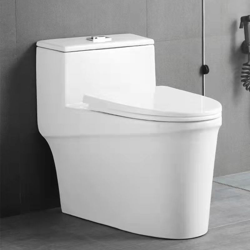 Glossy White Ceramic Toilet Bowl Modern Indoor All-In-One Toilet