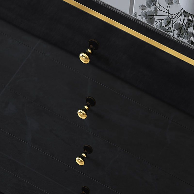 Bedroom Glam Wooden Storage Chest Vertical Chest with Drawers