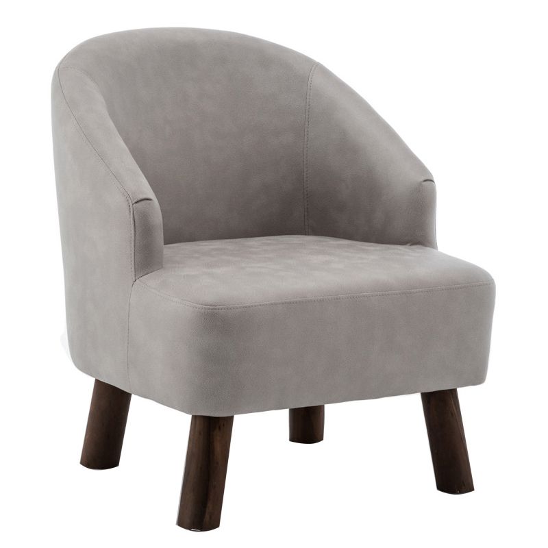 Faux Leather Chair Barrel Chair Solid Wood Frame Chair for Living Room