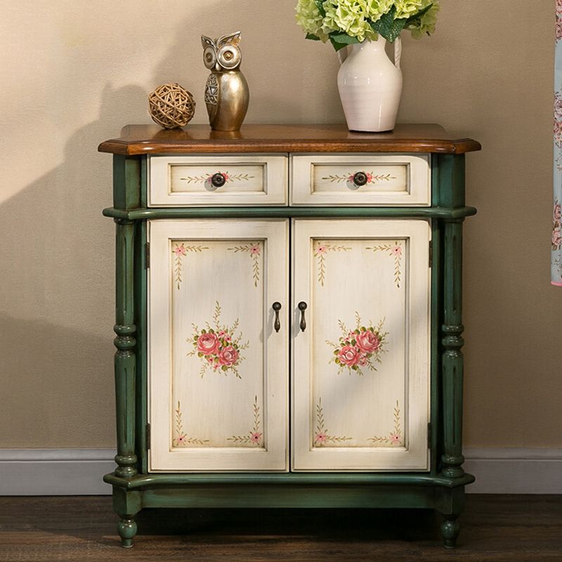 33.07" Tall Wood 2 - Drawer Cabinet 2 Door Accent Cabinet - Wood