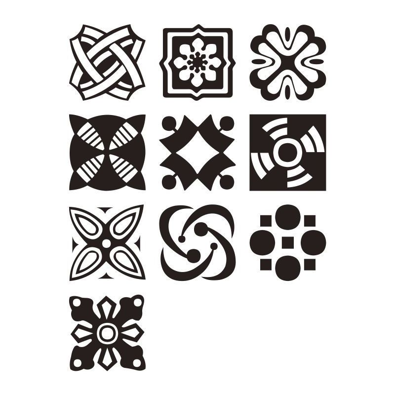 Modern Floral Patterned Wallpaper Panels Black-White Geometry Self Sticking Wall Art