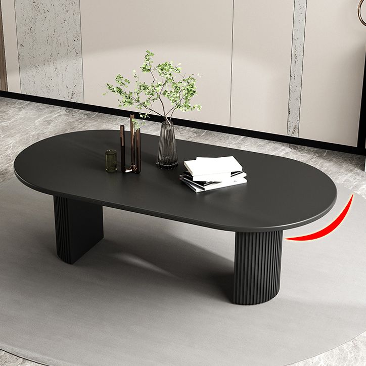 Pine Solid Wood Dining Table Double Pedestal Table in Black for Kitchen