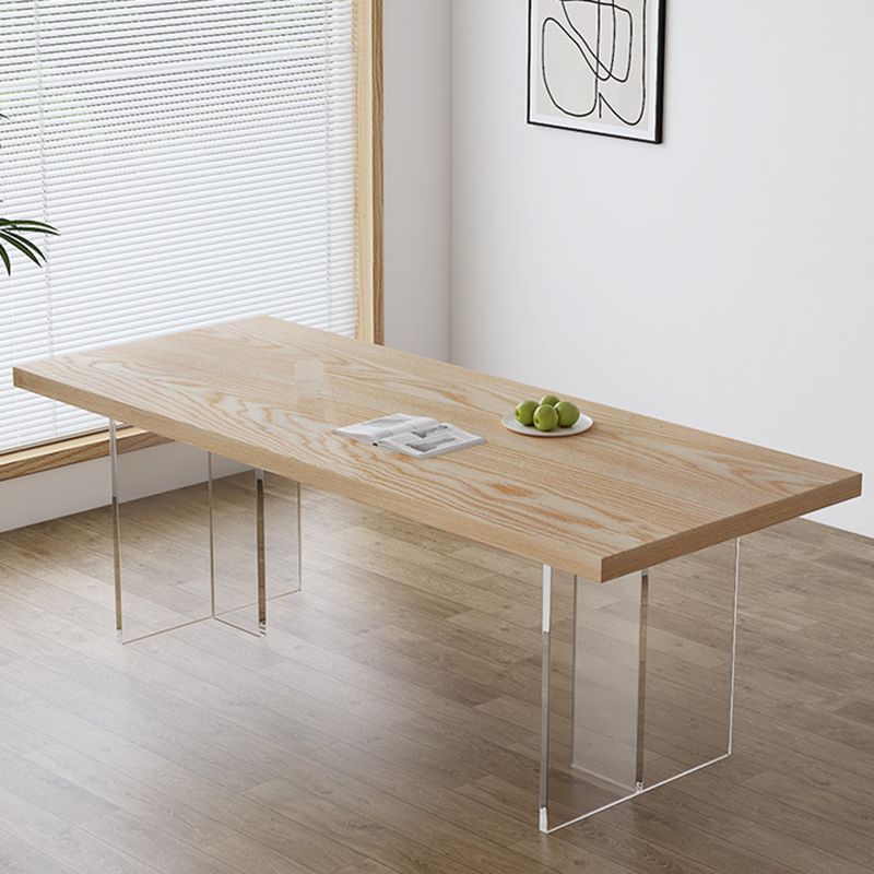 Modern Dining Room Set 1/2/5 Pcs Solid Wood Top Table with Acrylic Chairs