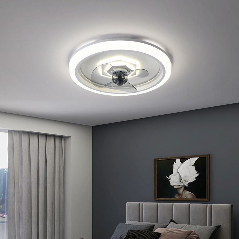 Modern Style Metal Fan Light Geometric LED Flush Mount Light for Bedroom
