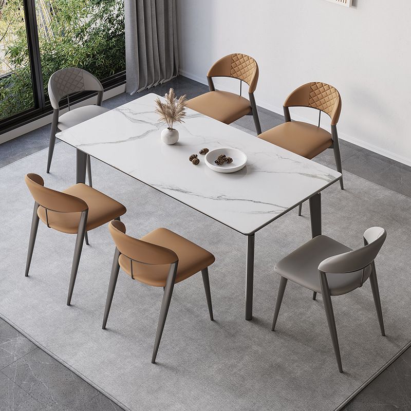 Modern Sintered Stone Dining Set Rectangle 1/4/5/7 Pieces Dinette Table Set