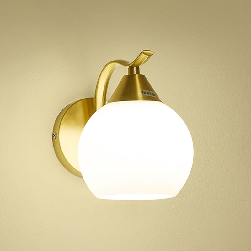 Glass Global Sconce Light Fixture Simplicity Style Gold Wall Lighting Fixture for Living Room