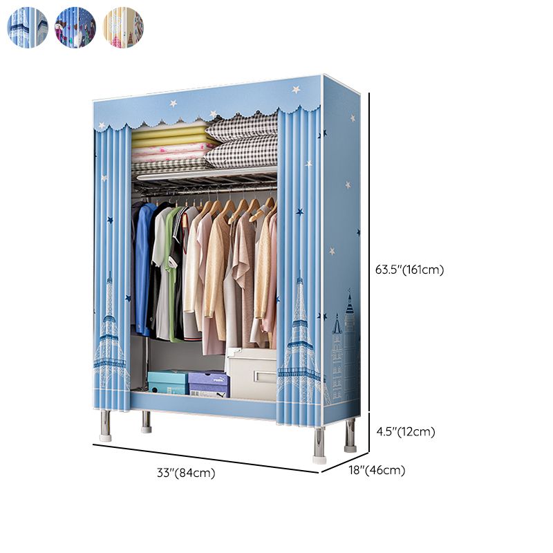 Contemporary Wardrobe Closet with Legs Steel Wardrobe Armoire