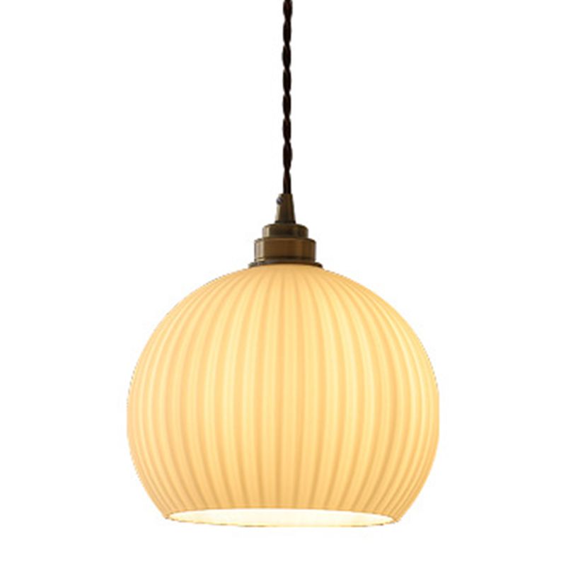 Modern Minimalism Spherical Hanging Light Ceramics 1 Light Pendant Lamp for Restaurant