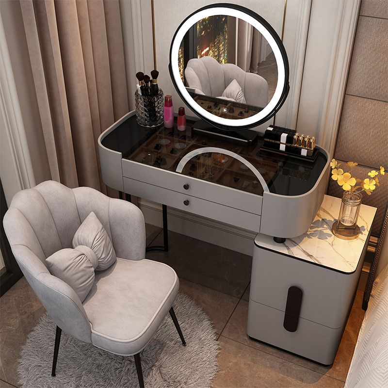 Glass Vanity Dressing Table 15.74" Wide Vanity Tables with 5 Storage Drawers