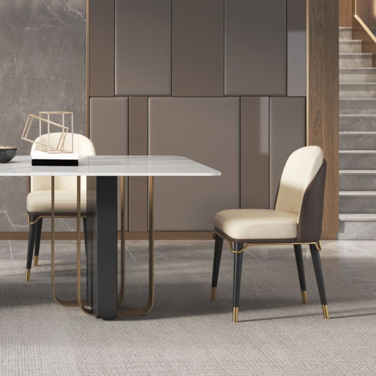 Glam Style Sintered Stone Dining Set Rectangle 1/4/5/6 Pieces Dining Set