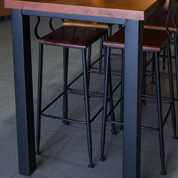 Industrial Style Bistro Bar Desk Solid Wood Rectangle Pub Table in Brown