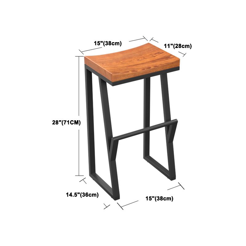 Industrial Rectangle Dining Stool Iron Footrest Bar Stool for Bristol