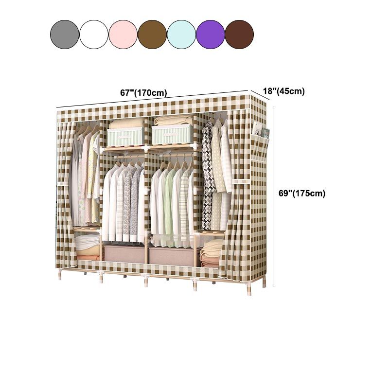 Modern Style Wardrobe with Cloth Rod Solid Wood Bedroom Wardrobe Closet