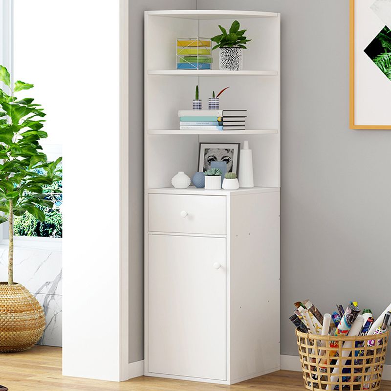 Contemporary White Water Resistant Cabinet with Drawers Corner Cabinet