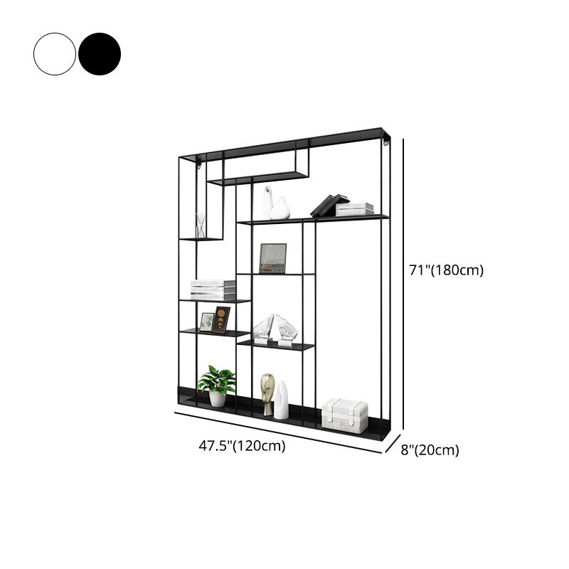 White and Black Etagere Bookshelf Modern Iron Open Bookshelf