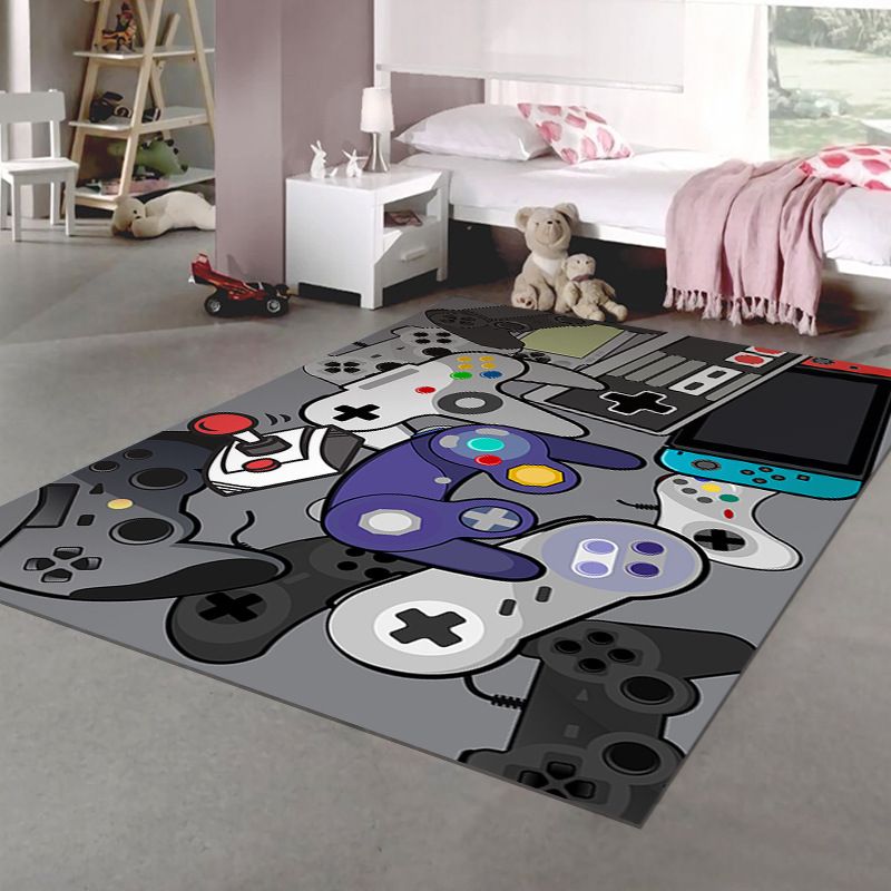 Trendy Gamepad Pattern Carpet Polyester Area Rug Stain Resistant Rug for Living Room